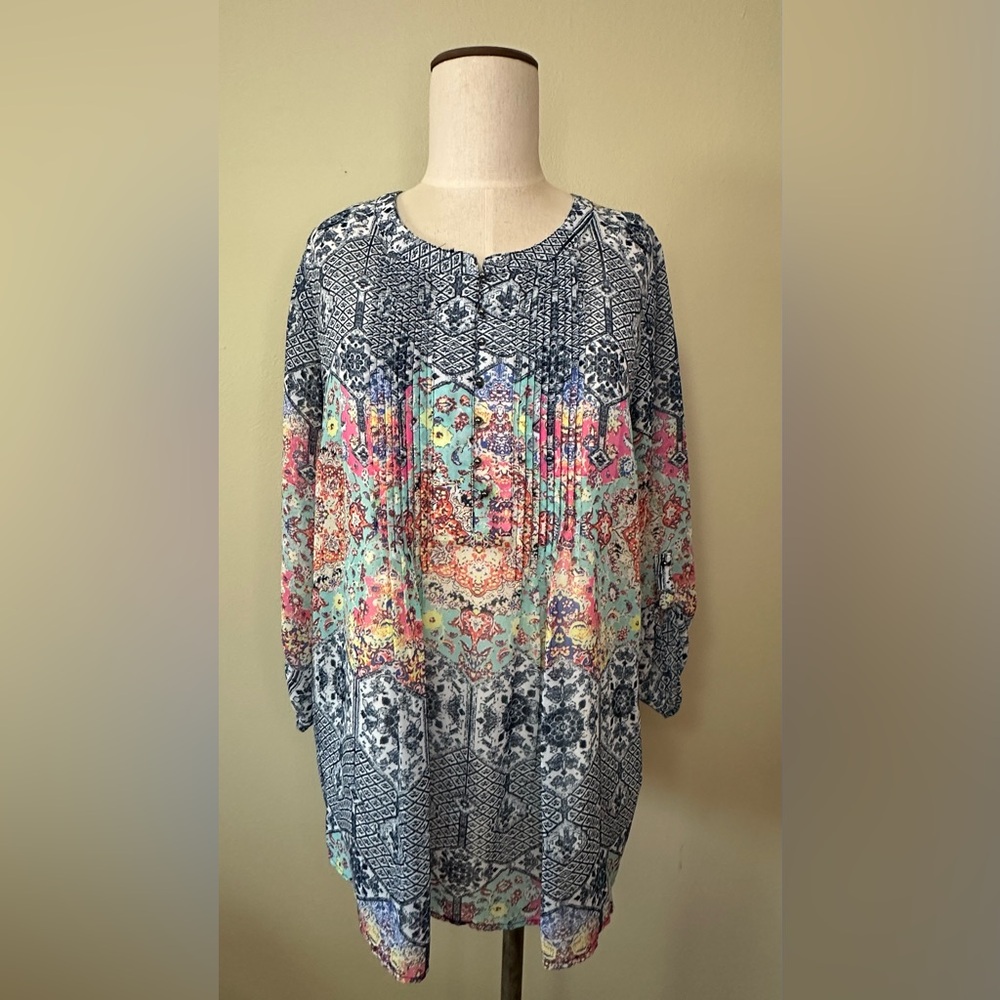 Daniel Rainn Multicolor Printed Boho Blouse